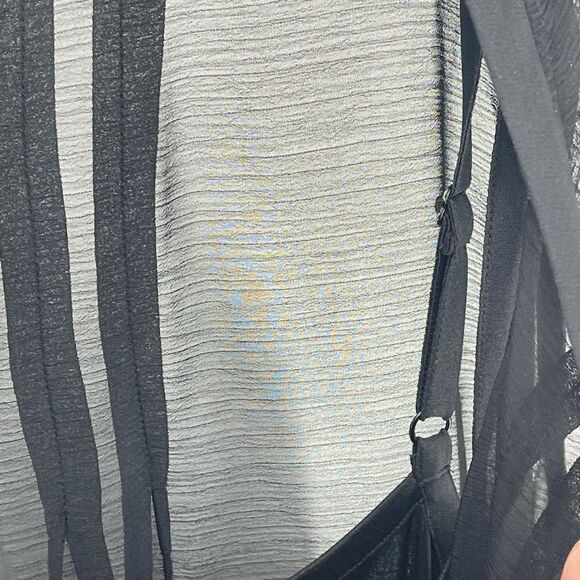 Staring at Stars Black Lace Pleated tunic dress sheer underlay adjustable straps - Picture 4 of 16